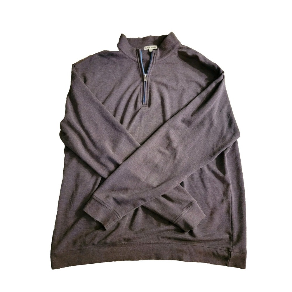 Peter Millar 1/4 Zip Sweater Mens 2XL Purple Pullover Sweater Golf Crown No Logo